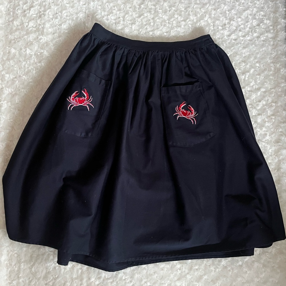 Collectif Navy Midi Skirt with Red Crabs size 12